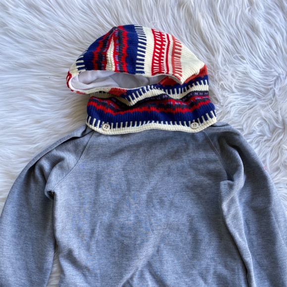 Roxy multicolor knit removable hood gray sweatshirt tunic - Picture 4 of 10